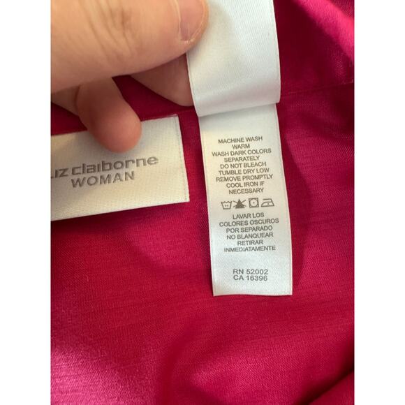 Liz Claiborne Woman XL Pink Button-Up Gold Metallic Details 3/4 Sleeve Blouse - Picture 9 of 11